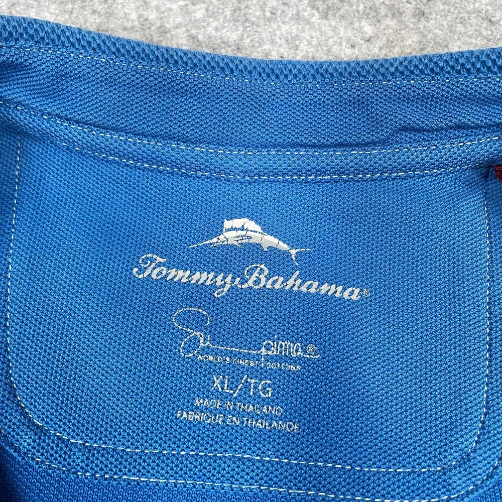 Tommy Bahama Mens Polo Shirt XL Supima Cotton Pique Blue